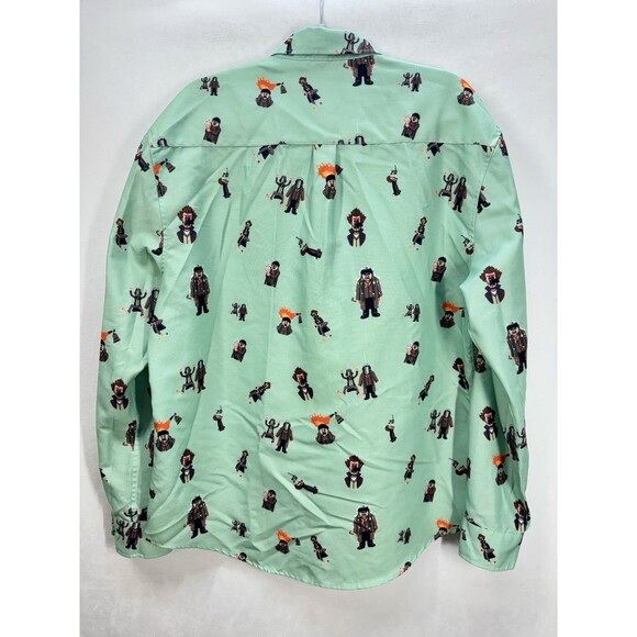 RSVLTS Home Alone Wet Bandits Shirt Mens XL Green Button Up Kunuflex Long Sleeve - Picture 3 of 8